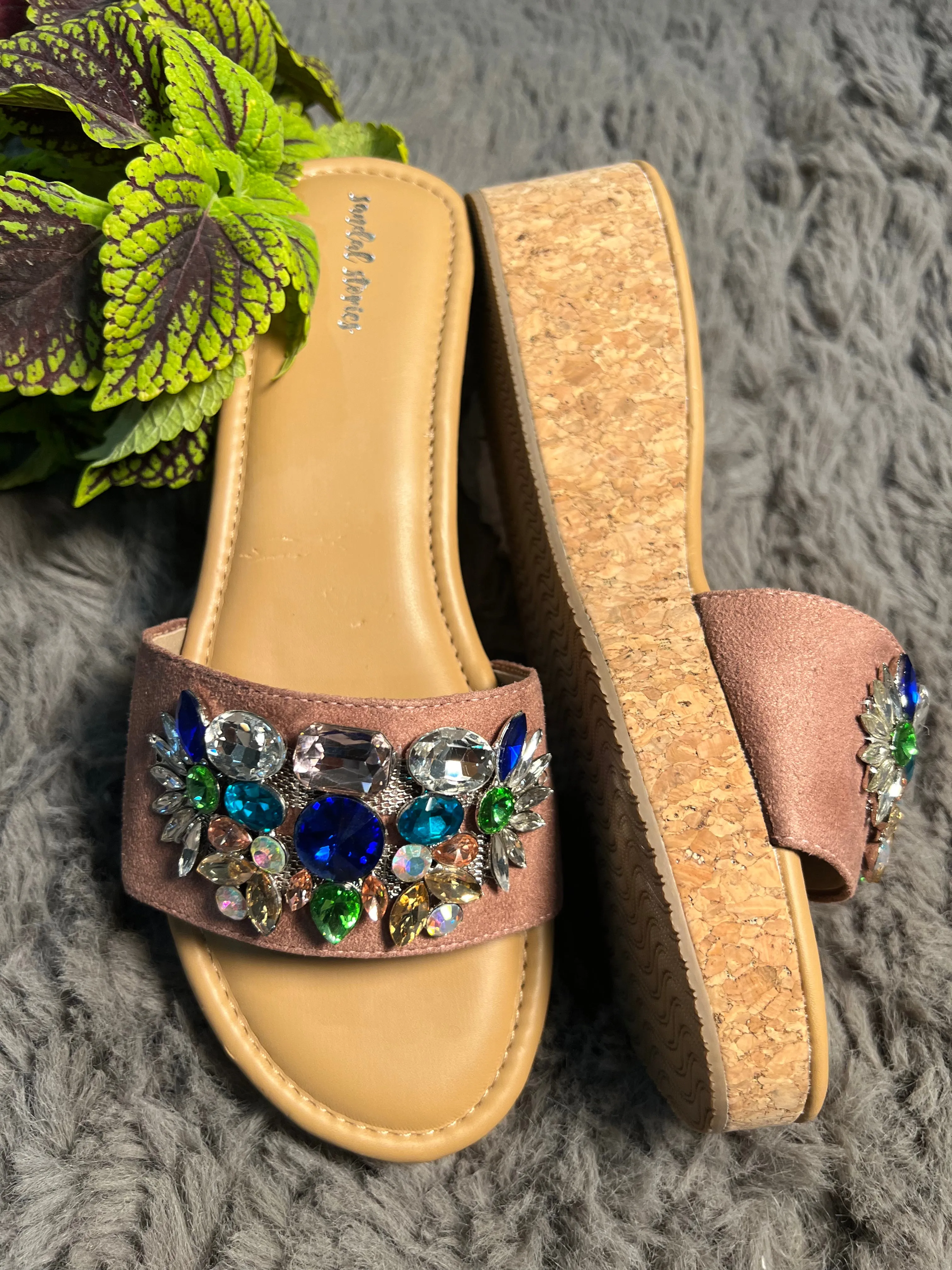 Embellished Wedges Slip-Ons