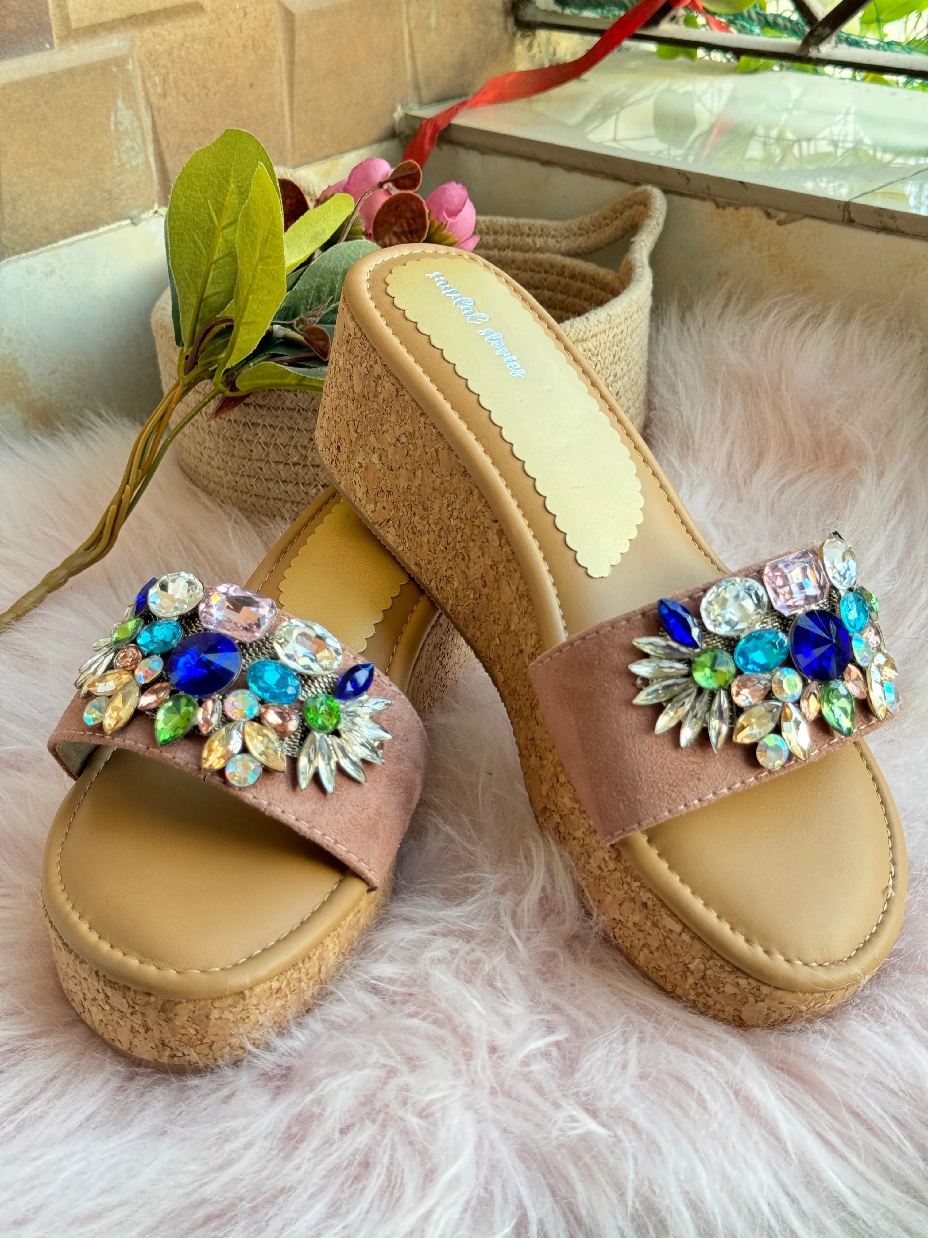Embellished Wedges Slip-Ons