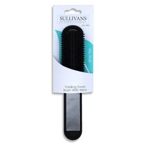 Envi Folding Travel Hair Brush with Mirror - Black