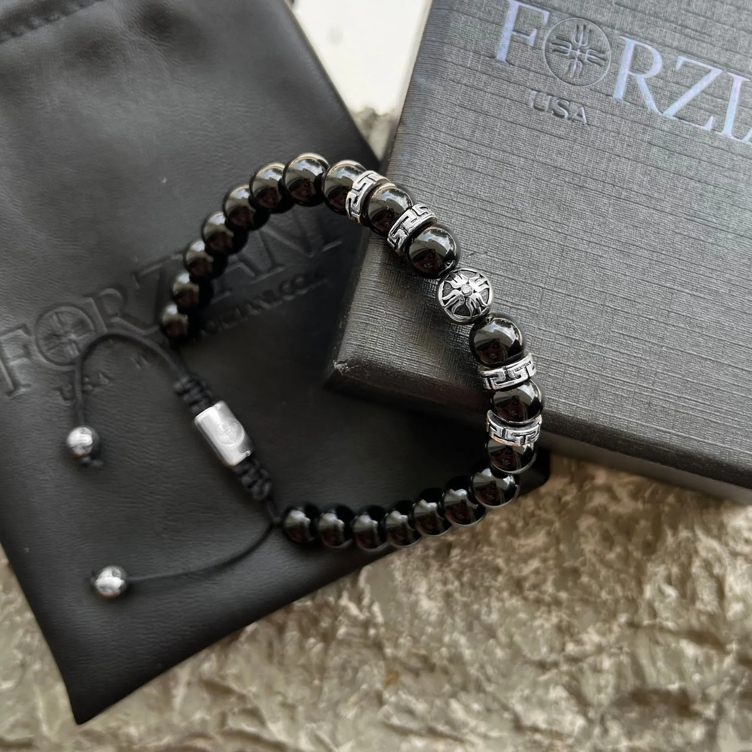 Equinox Men’s Beaded Bracelet Black Onyx, 8mm