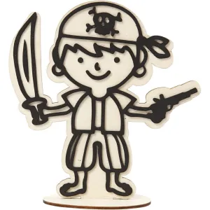 EVA Foam Pirate Motif Wooden Figure With Stand Paint Clay Decoration Crafts 17cm