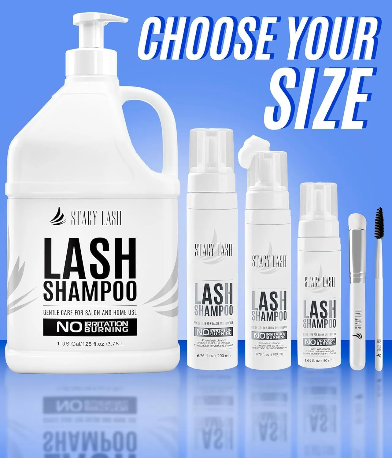 Eyelash Extension Shampoo   Brush / 1.69 Fl.Oz / 50Ml / Eyelid Foaming Cleanser/Wash for Extensions & Natural Lashes/Safe Makeup Remover/Supplies for Professional & Home Use