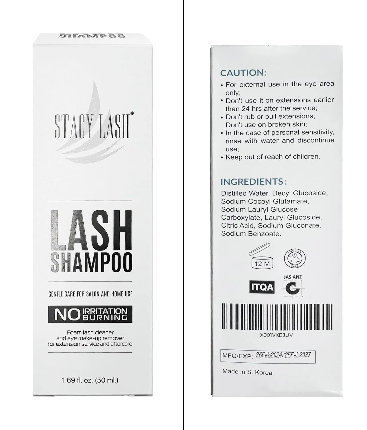 Eyelash Extension Shampoo   Brush / 1.69 Fl.Oz / 50Ml / Eyelid Foaming Cleanser/Wash for Extensions & Natural Lashes/Safe Makeup Remover/Supplies for Professional & Home Use