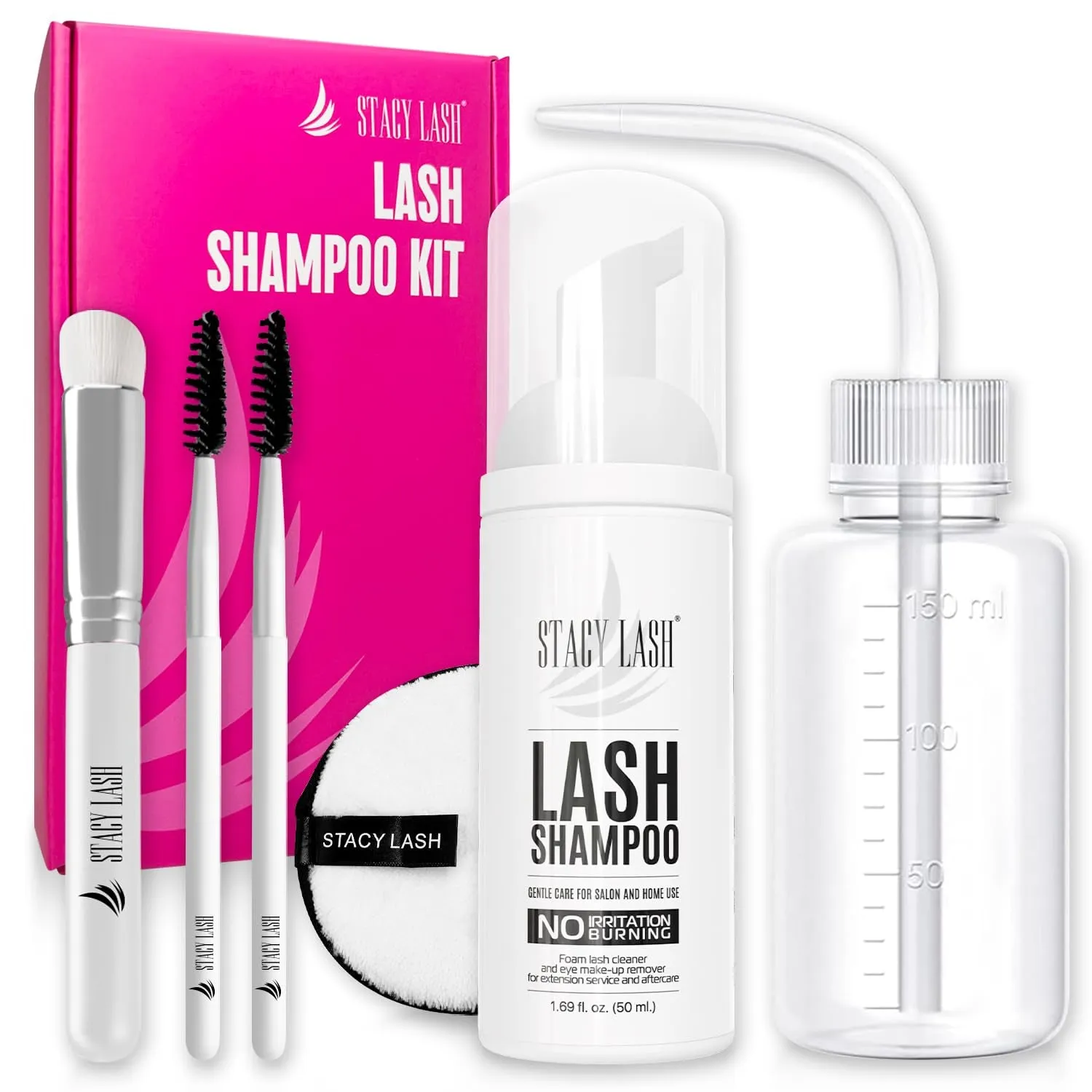 Eyelash Extension Shampoo   Brush / 1.69 Fl.Oz / 50Ml / Eyelid Foaming Cleanser/Wash for Extensions & Natural Lashes/Safe Makeup Remover/Supplies for Professional & Home Use