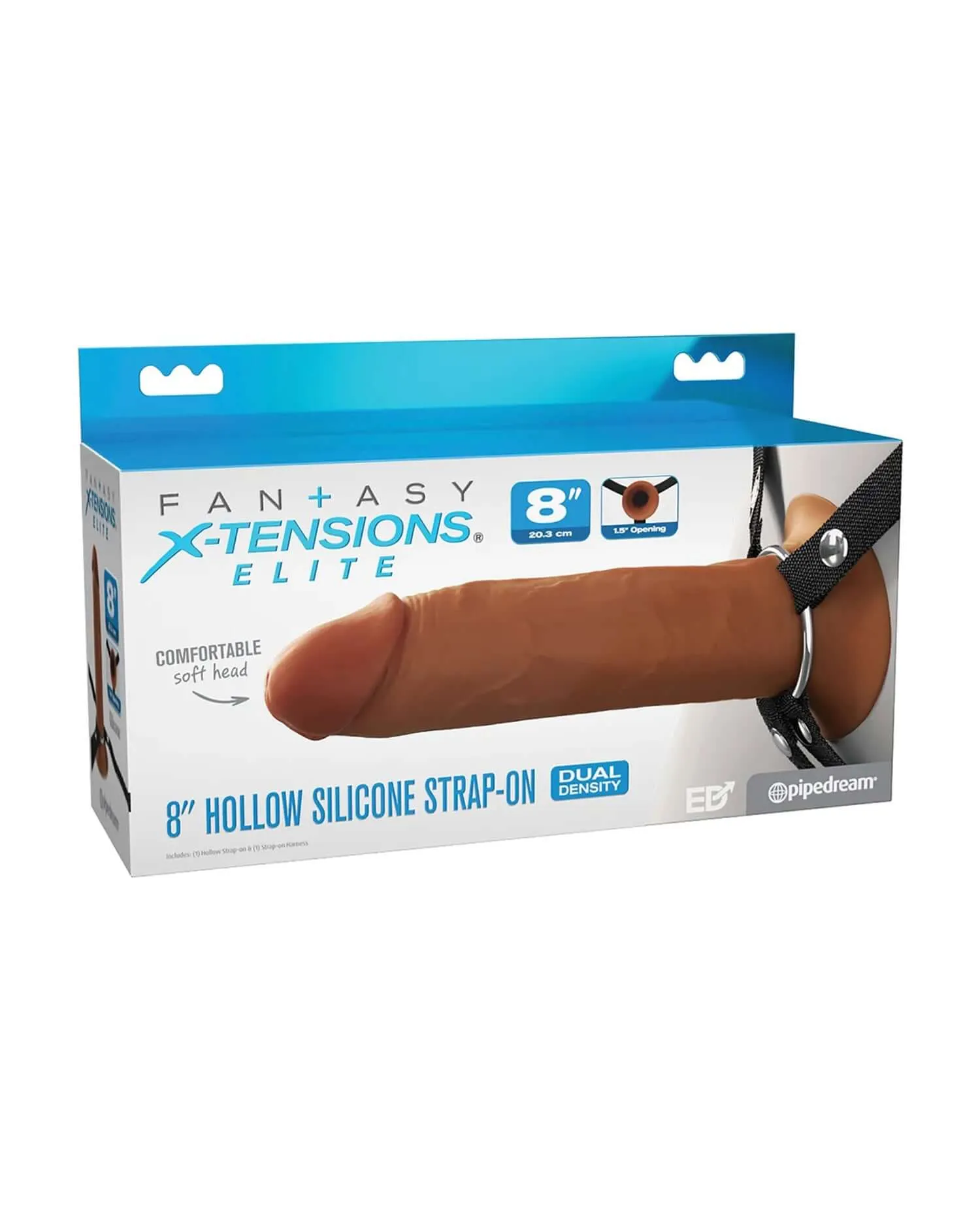 Fantasy X-Tensions Elite 8 inches Silicone  Hollow Strap Dual Density - Brown