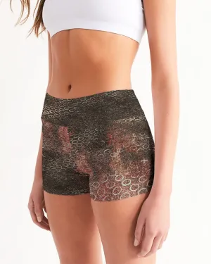 Flowers Circles Women's Mid-Rise Yoga Shorts
