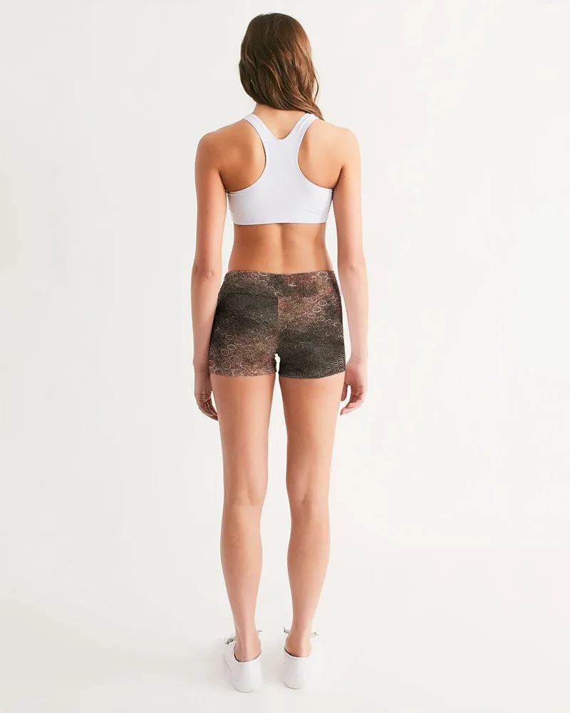Flowers Circles Women's Mid-Rise Yoga Shorts