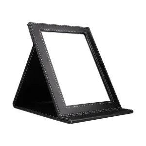 Folding Mirror Portable Travel PU Portable Adjustable Rectangular Ultrathin Vanity Mirror with Stand, for Travel, Camping,Home