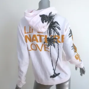 FREECITY Life Nature Love Palm Trees Hoodie Sweatshirt Light Pink Size 2