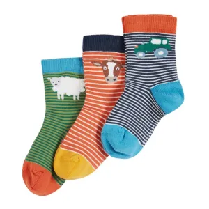 Frugi 3 Pack Infant Socks At The Farm Soa211