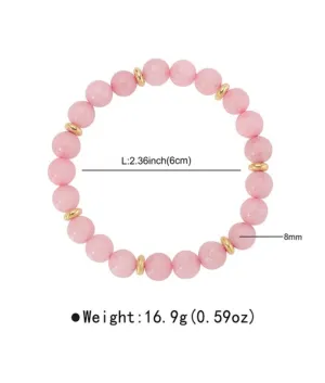 Genuine Stone Beaded Bracelets- Rose Quartz or Multicolored