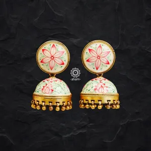 Gold Polish Meena Work Silver Jhumkie