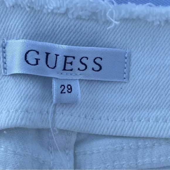 Guess white denim mini skirt with floral embroidery Eco Wrenley Denim Mini Skirt