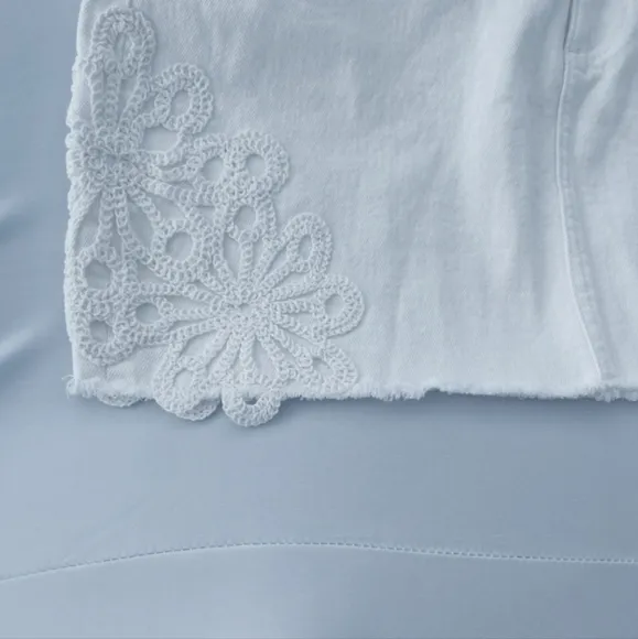 Guess white denim mini skirt with floral embroidery Eco Wrenley Denim Mini Skirt