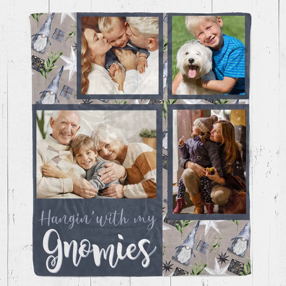 Hanging with my Gnomies Christmas Fleece or Sherpa Photo Blanket