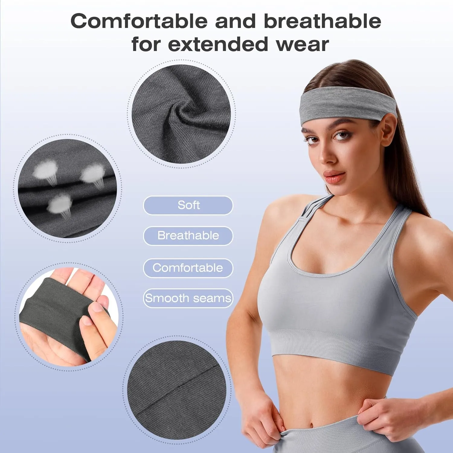 Headbands for Women – 16Pcs Non-Slip Cotton Cloth Headbands for Women'S Hair Accessories, Fashion Sports Hair Bands & Hair Ties, Soft Fabric for Yoga, Running, Workout