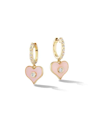 Heart Inlay Huggie Earrings