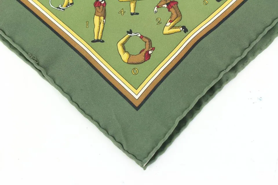 Hermès Green Man Stretch Pose Yoga Silk Scarf  48h428s