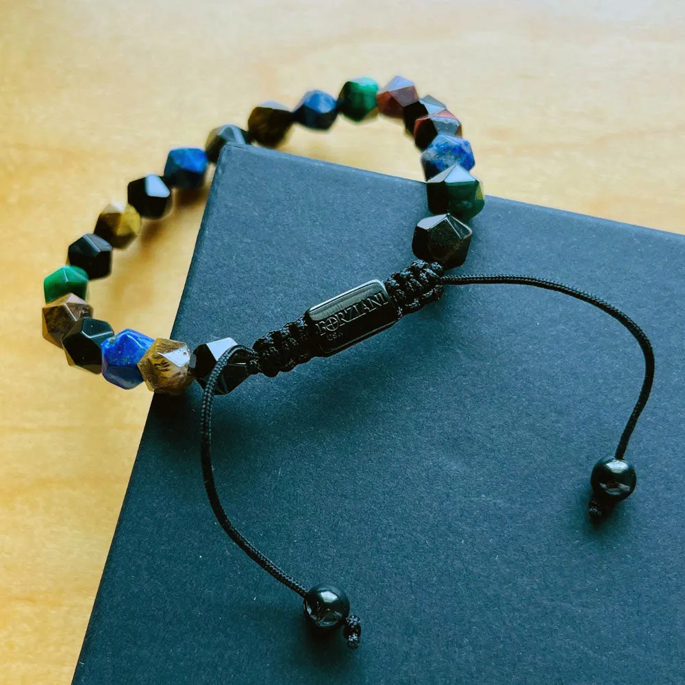 Hex Multi Gemstone Beads Bracelet, 8mm