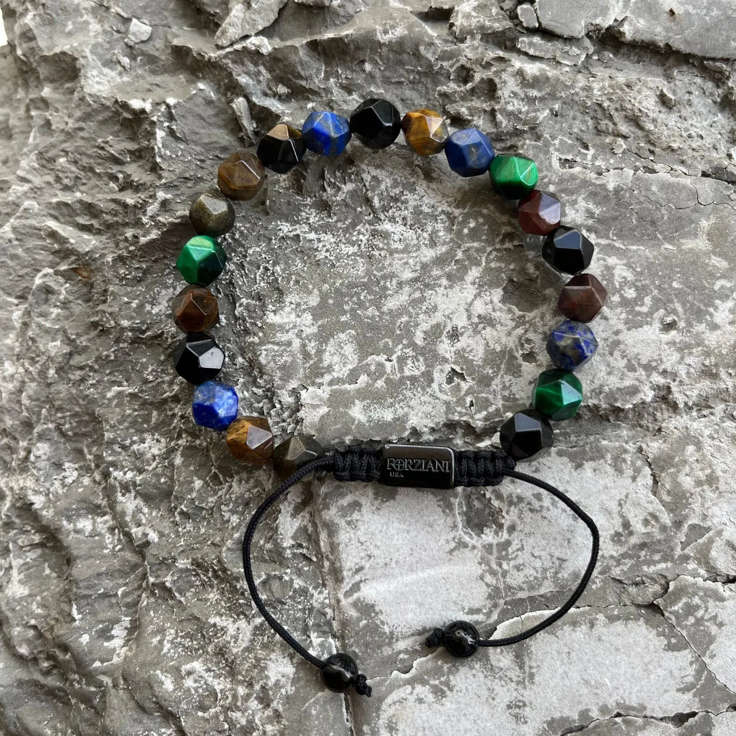 Hex Multi Gemstone Beads Bracelet, 8mm