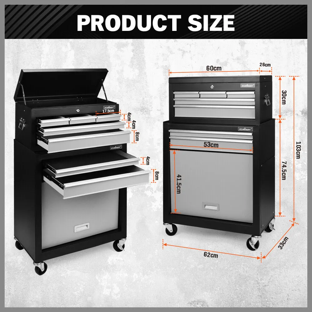 HORUSDY 7-Drawer Tool Storage Trolley Heavy Duty Tool Box Chest with Lockable Storage Cabine