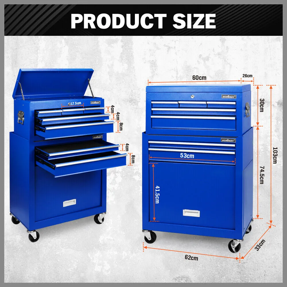 HORUSDY 7-Drawer Tool Storage Trolley Heavy Duty Tool Box Chest with Lockable Storage Cabine