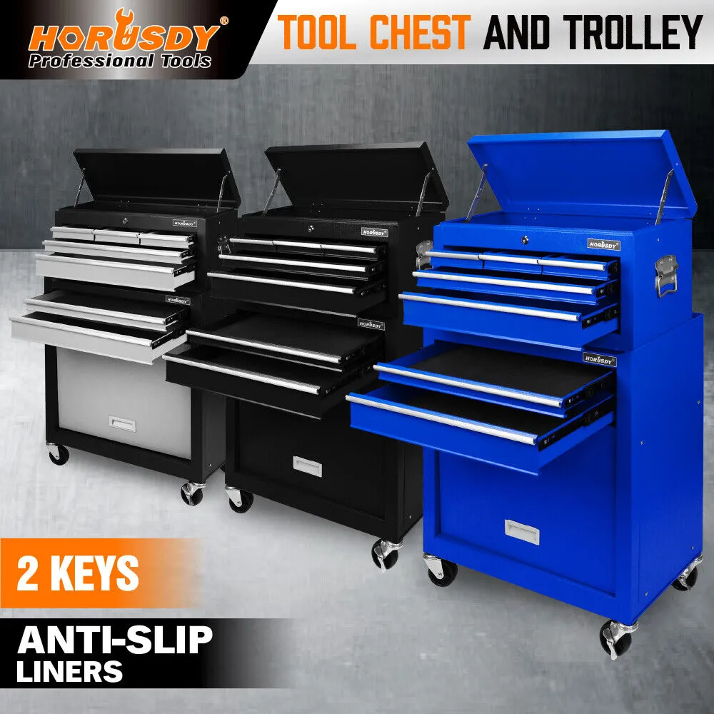 HORUSDY 7-Drawer Tool Storage Trolley Heavy Duty Tool Box Chest with Lockable Storage Cabine