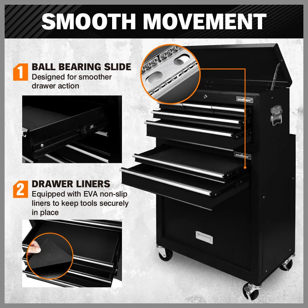HORUSDY 7-Drawer Tool Storage Trolley Heavy Duty Tool Box Chest with Lockable Storage Cabine