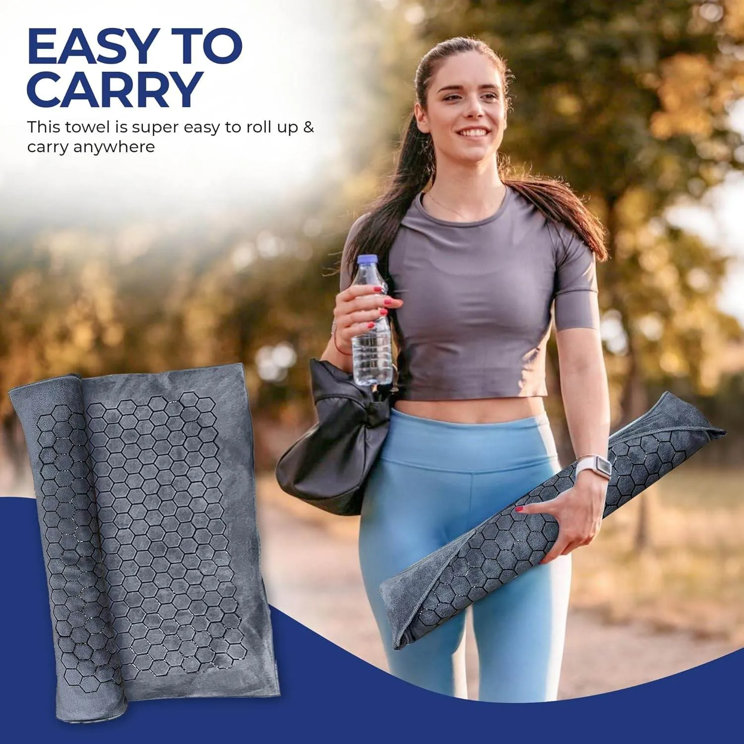 Hot Yoga Mat Towel - Yoga Mat Non Slip w/Honeycomb Design | Easy to Carry Hot Yoga Towel | Perfectly Sized Non Slip Yoga Mat 73” x 26” | Soft & Durable Hot Yoga Towels