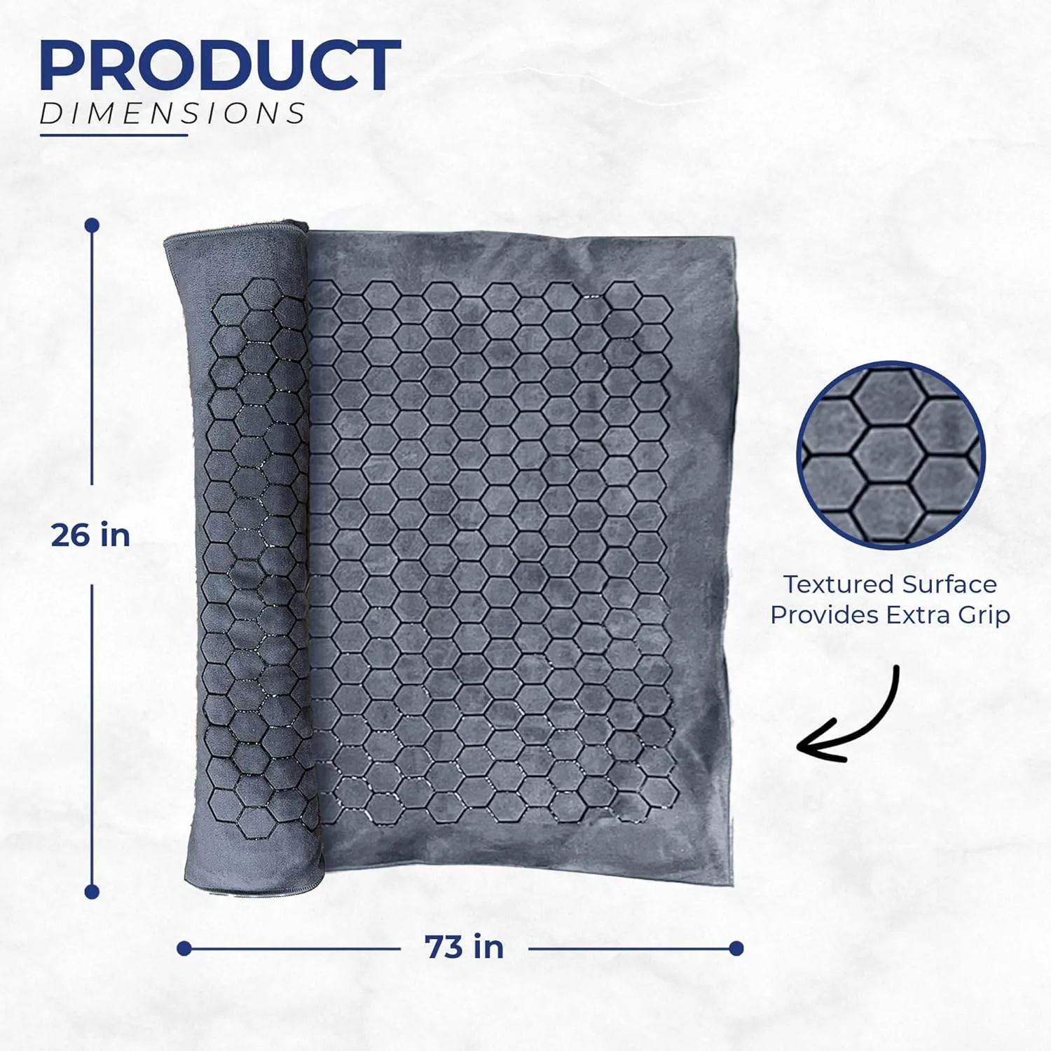 Hot Yoga Mat Towel - Yoga Mat Non Slip w/Honeycomb Design | Easy to Carry Hot Yoga Towel | Perfectly Sized Non Slip Yoga Mat 73” x 26” | Soft & Durable Hot Yoga Towels