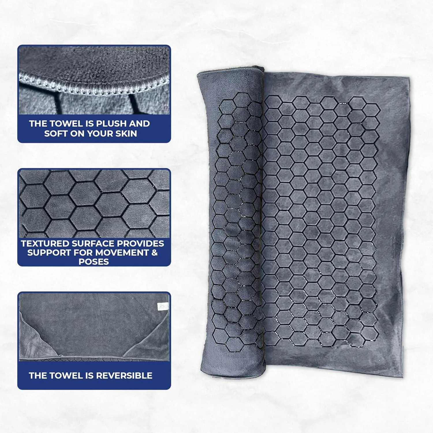 Hot Yoga Mat Towel - Yoga Mat Non Slip w/Honeycomb Design | Easy to Carry Hot Yoga Towel | Perfectly Sized Non Slip Yoga Mat 73” x 26” | Soft & Durable Hot Yoga Towels