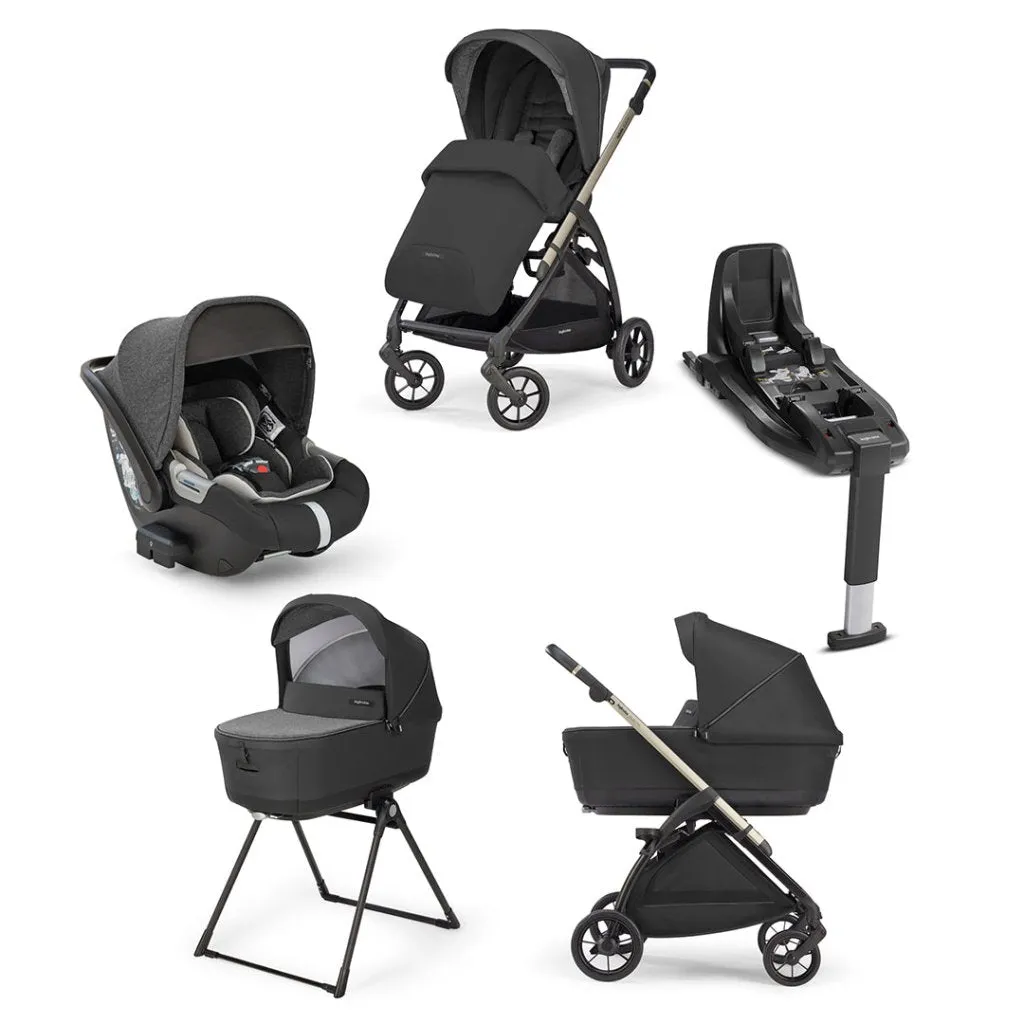 INGLESINA Electa 5 Piece Travel Systems With 360 Rotating Isofix Base  - Upper Black