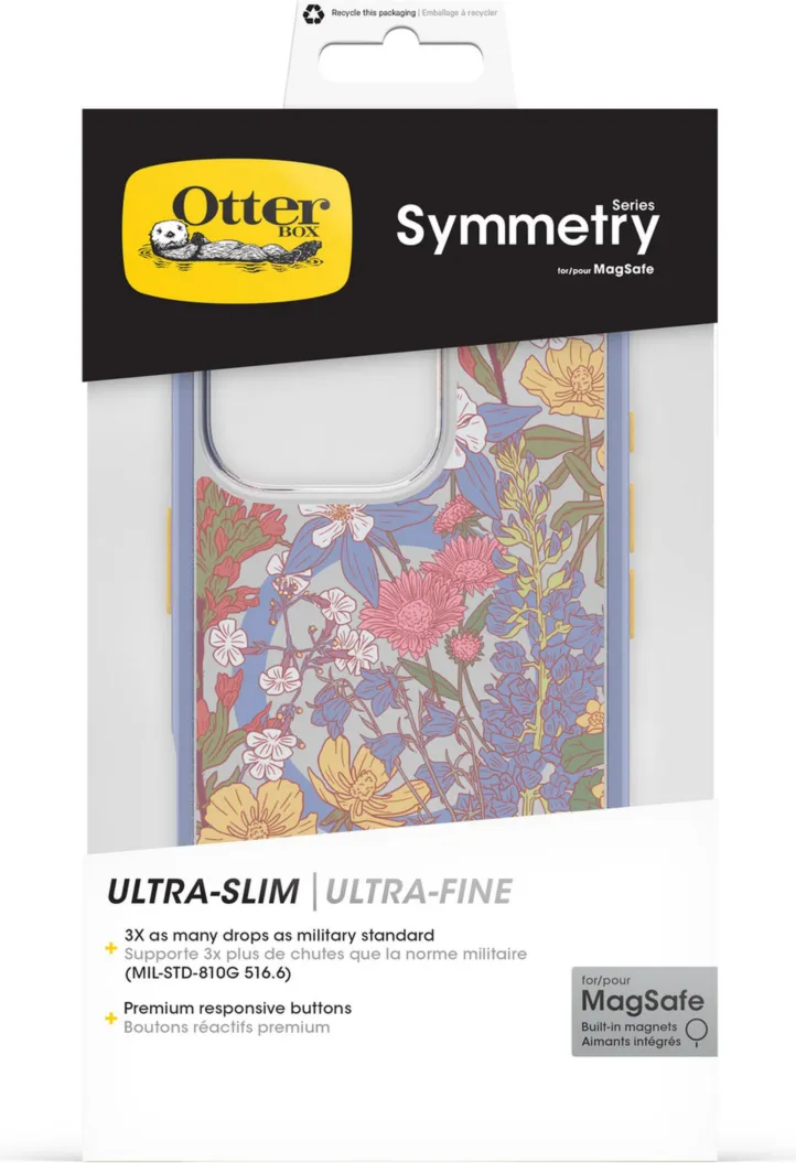 iPhone 16 Pro Otterbox Symmetry Clear w/ MagSafe Series Case - Purple - Wildflowers