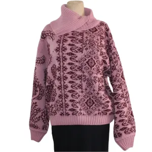 IVKO Pullover Sweater, Ornament Pattern, Rouge/Burgundy M/L