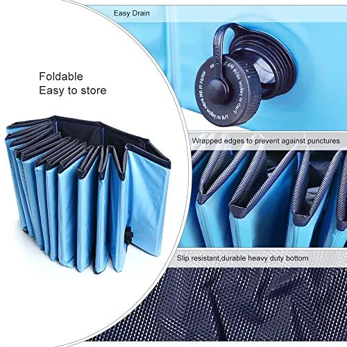 Jasonwell Foldable Dog Pet Bath Pool Collapsible Dog Pet Pool Bathing Tub Kiddie Pool for Dogs Cats and Kids (39.5inch.D x 11.8inch.H, Blue)