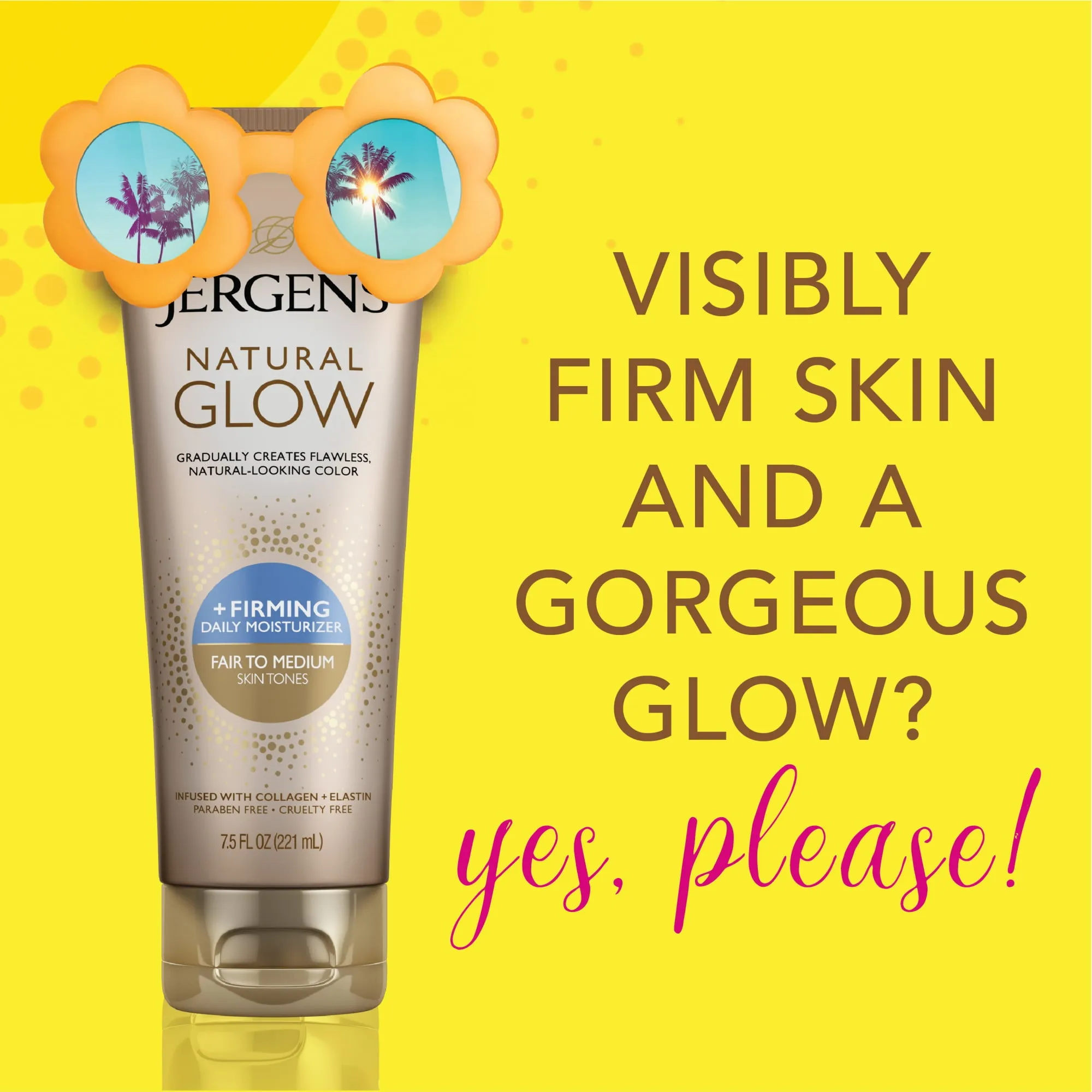 Jergens Natural Glow   FIRMING Self Tanner Sunless Tanning Lotion Medium 7.5 Oz