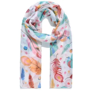 Jewel City Feather Multi Print Scarf