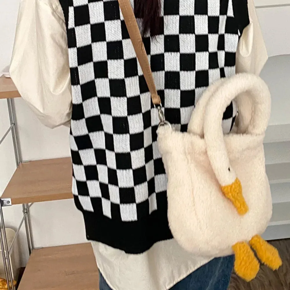 Kawaii Goose Plush Handbag 🦢✨ | Cozy Winter Crossbody Tote for Girls 💖 | Cute & Portable Shopping Bag 👜