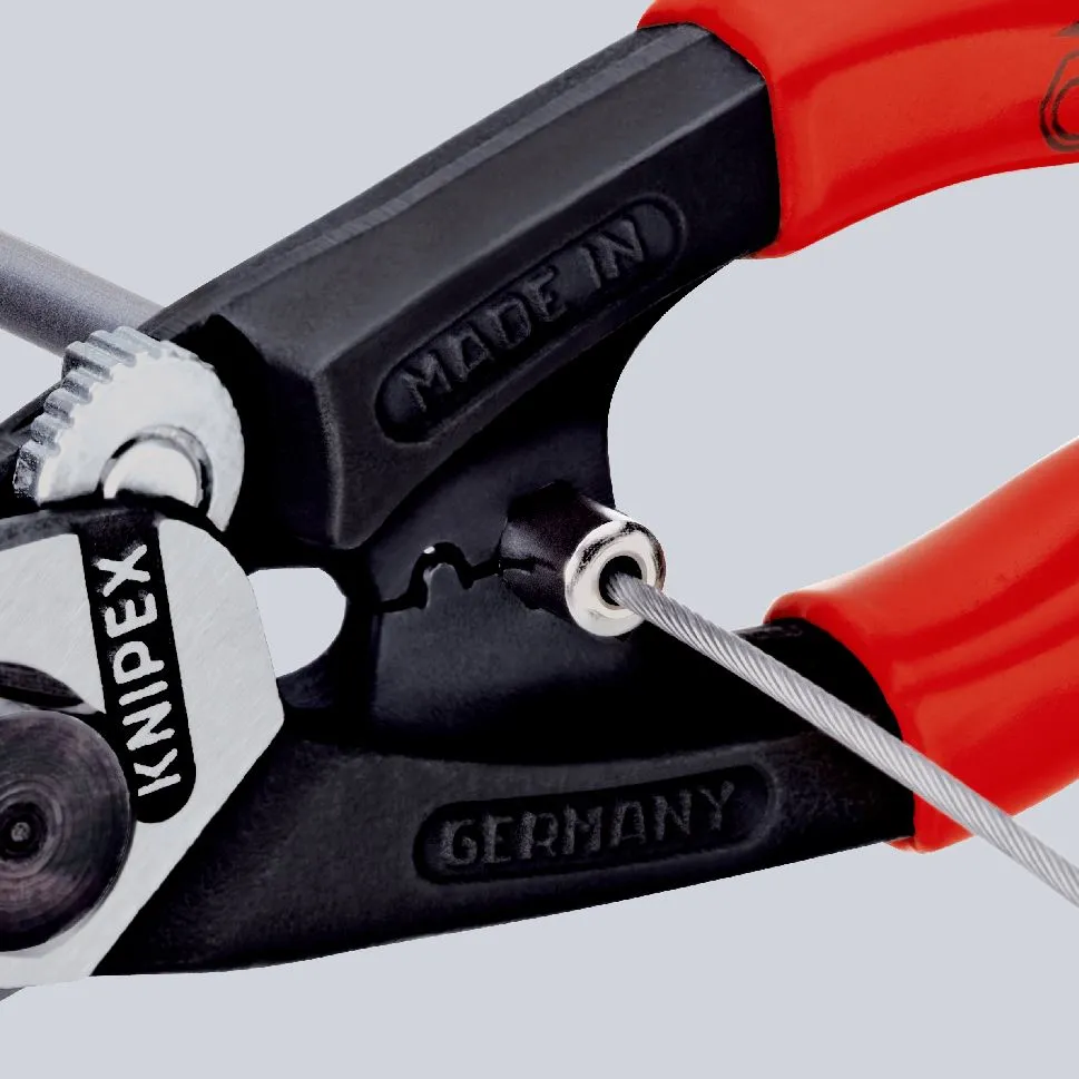 KNIPEX Wire Rope Cutter Forged 190mm Plastic Coated Handles 95 61 190 SB