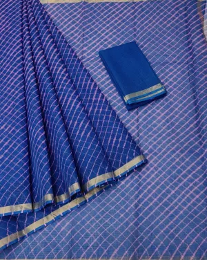 Kota Saree  In Blue With Leheriya Work