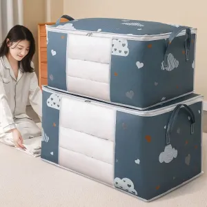 Large-Capacity Clothes Storage Bag – Foldable Organizer with Reinforced Handles & Sturdy Zipper