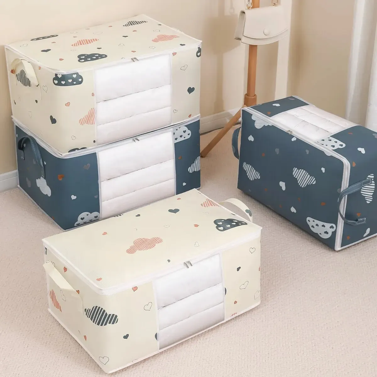 Large-Capacity Clothes Storage Bag – Foldable Organizer with Reinforced Handles & Sturdy Zipper