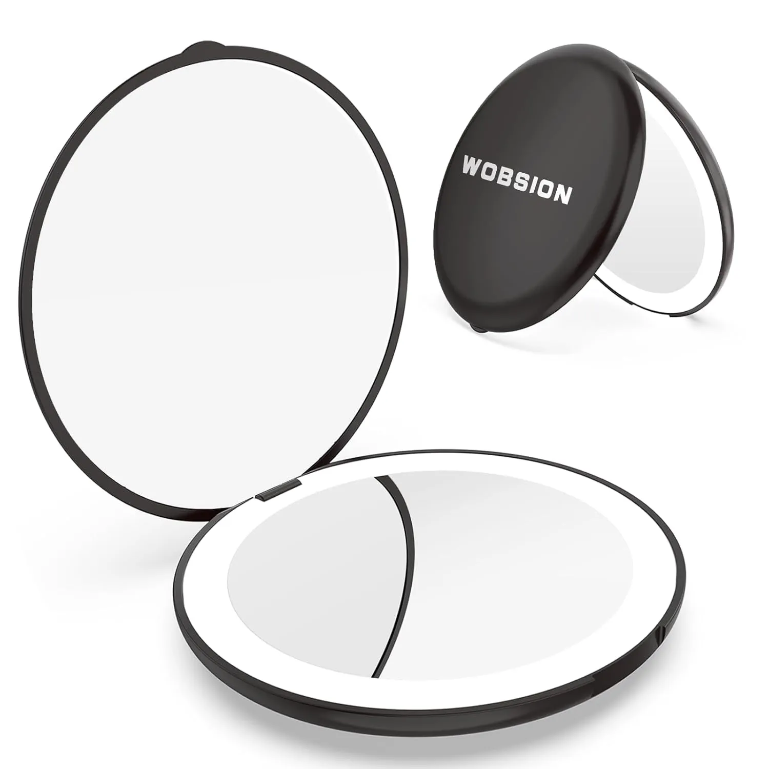 LED Lighted Travel Makeup Mirror, 1X/10X Magnification, Compact, Portable for Handbag, Purse, Pocket, 3.5 Inch Illuminated, Folding, Handheld, 2-Sided, Round, Cyan