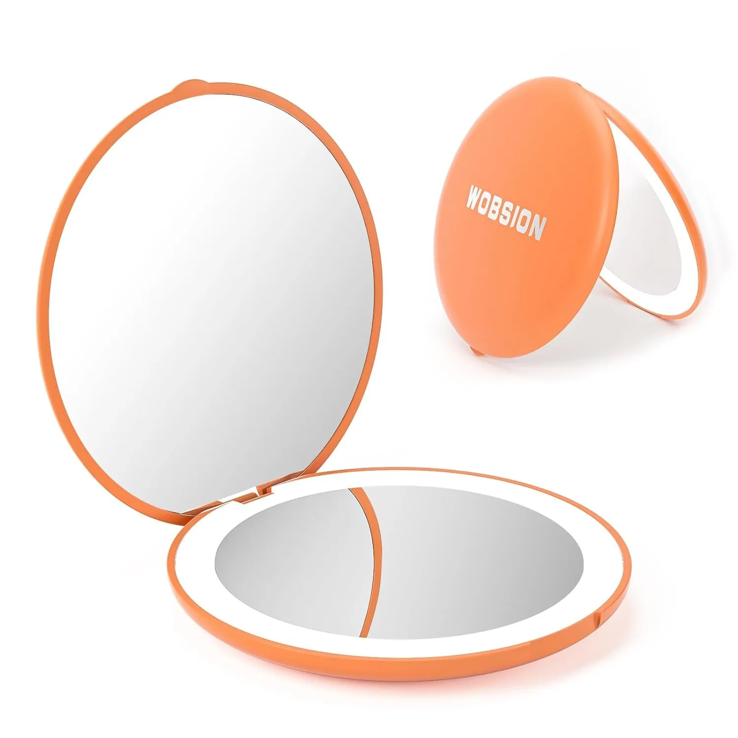 LED Lighted Travel Makeup Mirror, 1X/10X Magnification, Compact, Portable for Handbag, Purse, Pocket, 3.5 Inch Illuminated, Folding, Handheld, 2-Sided, Round, Cyan