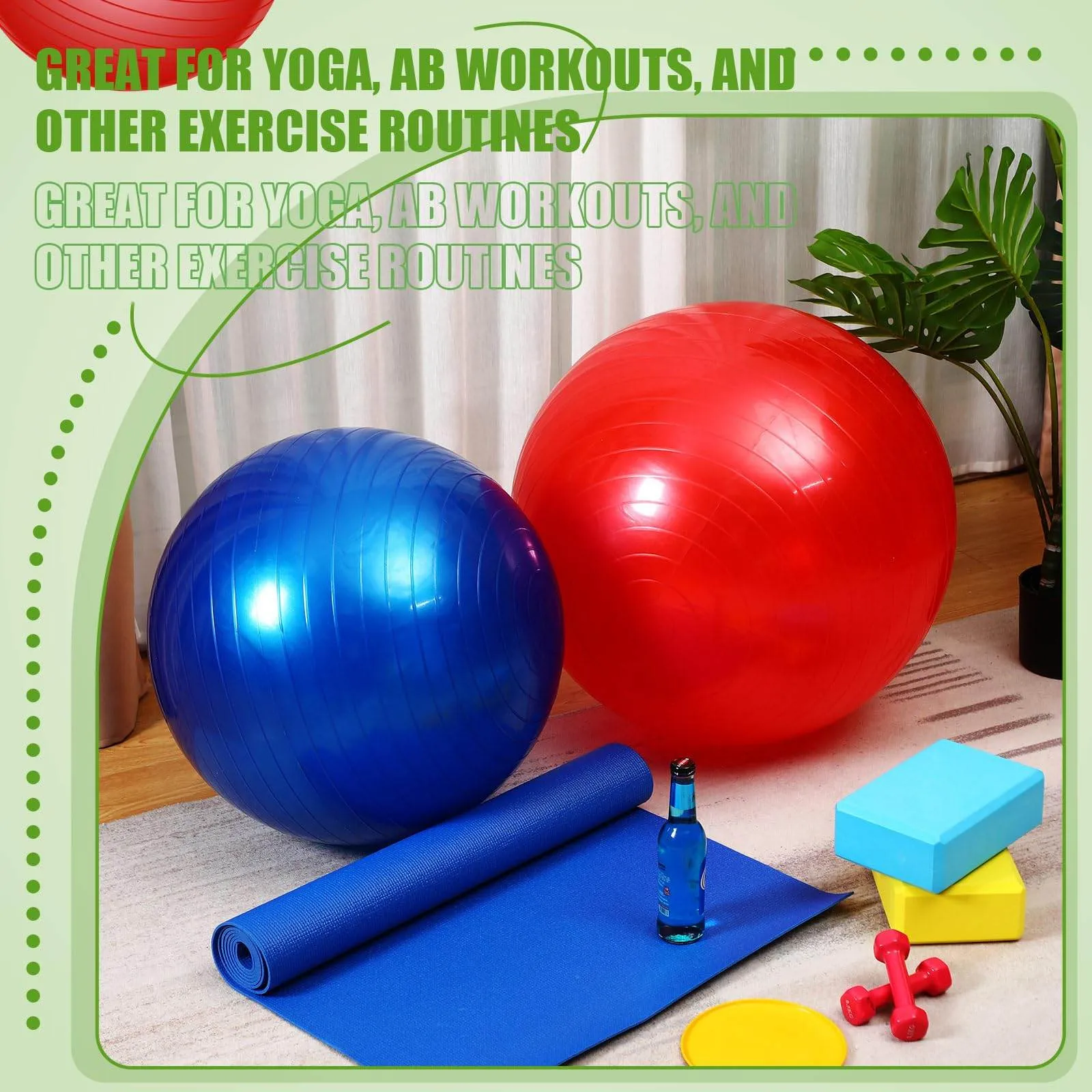 Leyndo 4 Pcs Yoga Ball Bulk Exercise Ball Pilates Ball Anti Burst Pregnancy Birthing Ball Fitness Ball with Quick Pump for Improved Posture, Balance, Yoga, Pilates, Training (Bright Color,26 Inch)