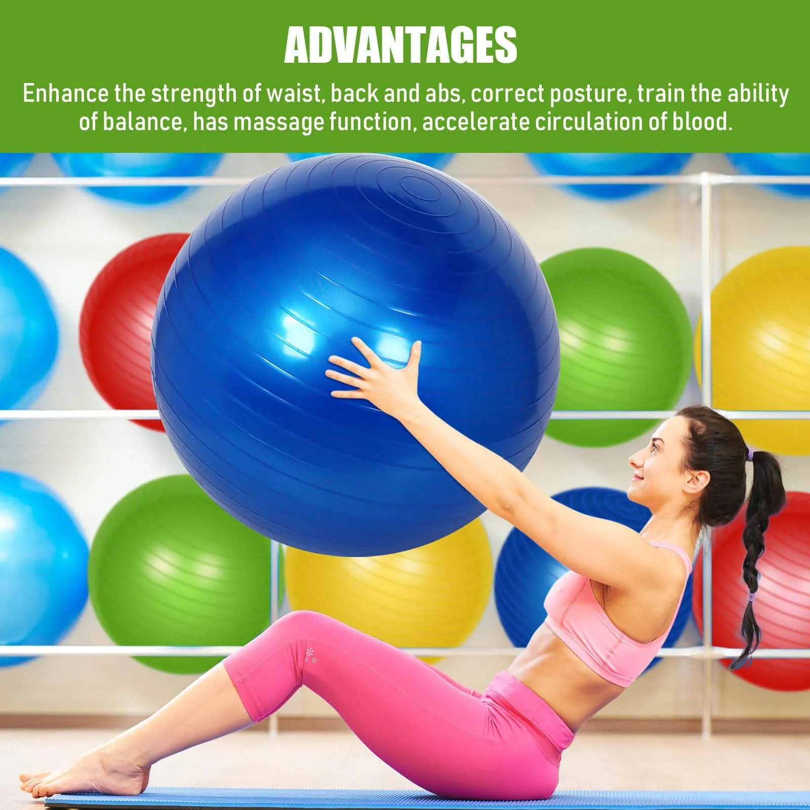 Leyndo 4 Pcs Yoga Ball Bulk Exercise Ball Pilates Ball Anti Burst Pregnancy Birthing Ball Fitness Ball with Quick Pump for Improved Posture, Balance, Yoga, Pilates, Training (Bright Color,26 Inch)