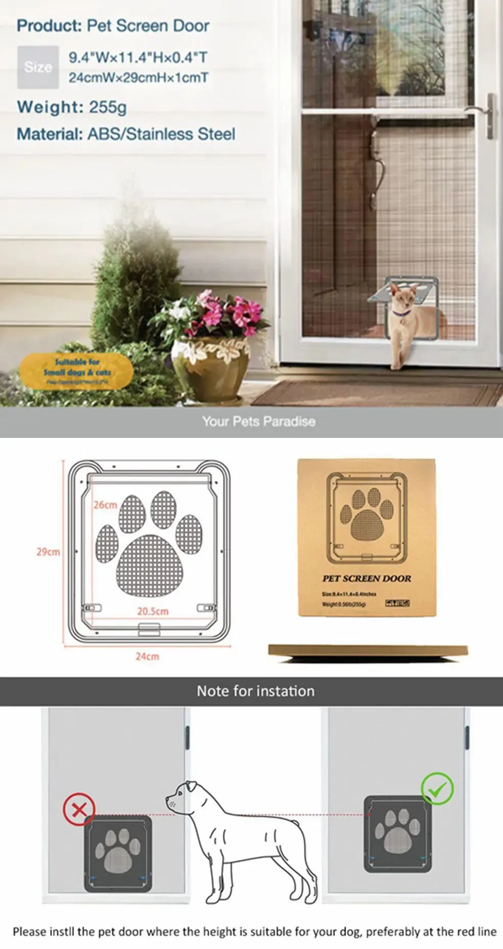 Lockable Magnetic Pet Door for Dogs & Cats – Easy Install, Outdoor Window Gate