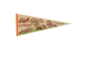 Mackinaw City Michigan Felt Flag Pennant