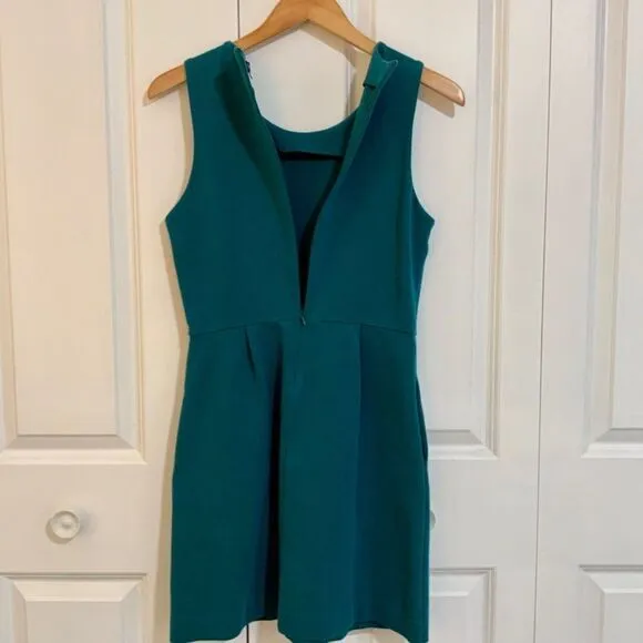 Madewell Teal Blue Verse Fit and Flare Stretch Sleeveless Sheath Dress Medium