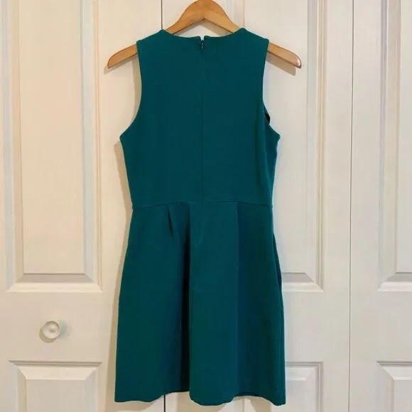 Madewell Teal Blue Verse Fit and Flare Stretch Sleeveless Sheath Dress Medium